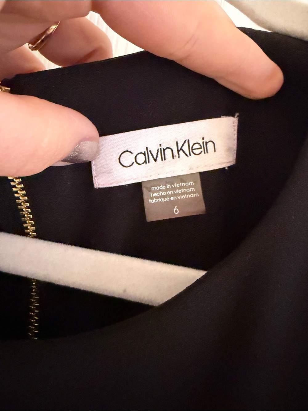 Calvin Klein Black Dress with Gold Zip